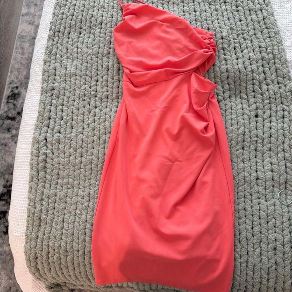 Guess One Shoulder Coral Dress